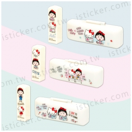 Hello Kitty x 櫻桃小丸子 四分壓克力印章組(圖)